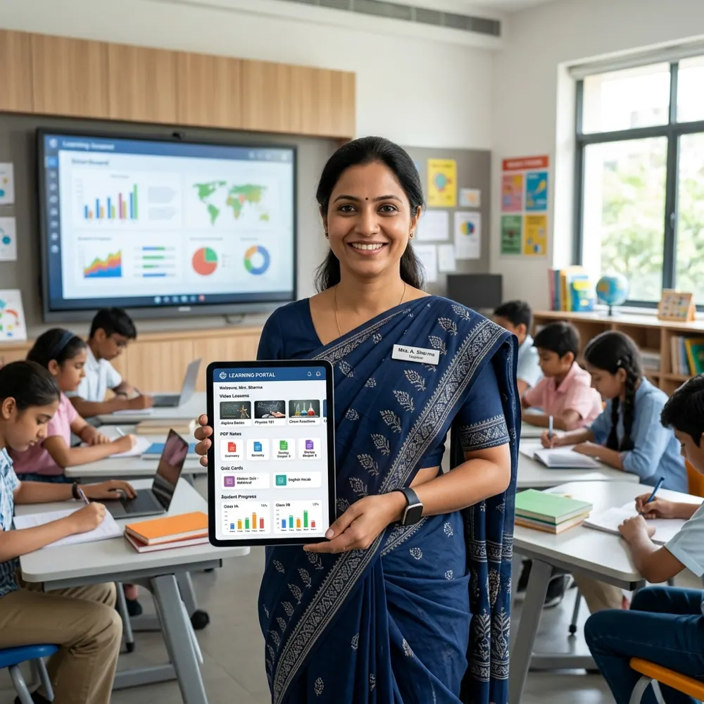A teacher recording a lesson